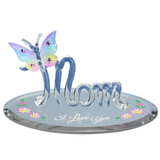 I Love You Mom Figurine with Butterfly | Handcrafted Glass Gift for Mother’s Day