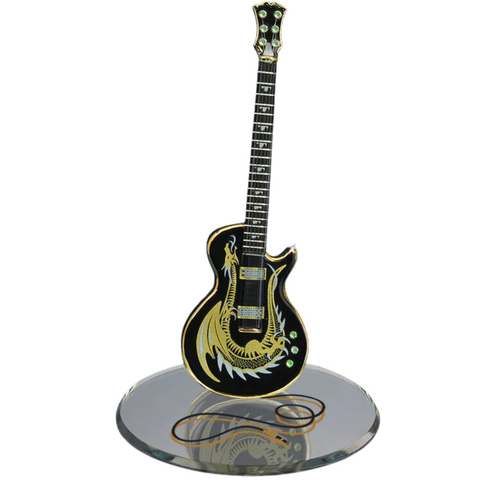 Dragon Guitar Figurine Large Handcrafted Glass Guitar Decor