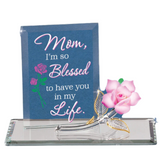 I'm Blessed Rose Figurine for Mom Handcrafted Glass Gift