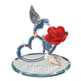Hummingbird Figurine with Rose & Heart  I Love You Gift Decor