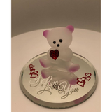 "I Love You" Bear Figurine with Crystal Heart Handcrafted Gift