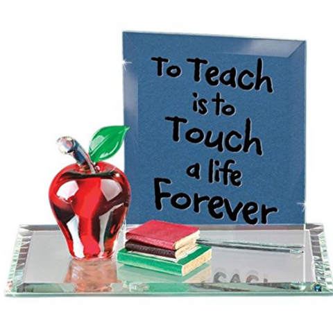 Handcrafted Glass Apple with Books – Gift for Inspiring Teachers