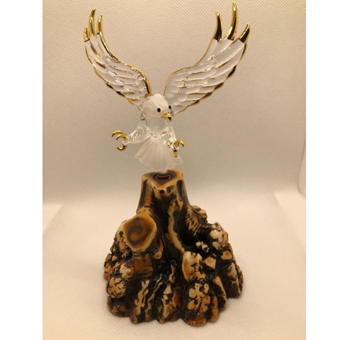 Flying Eagle Figurine, Handcrafted Glass Eagle, Eagle Trophy, Father's Day Gift