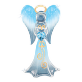 Blue Angelique Glass Angel Figurine with Heart Crystal