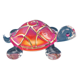 Sunrise Turtle Figurine Handcrafted Glass Turtle with Crystals & 22Kt Gold Accents