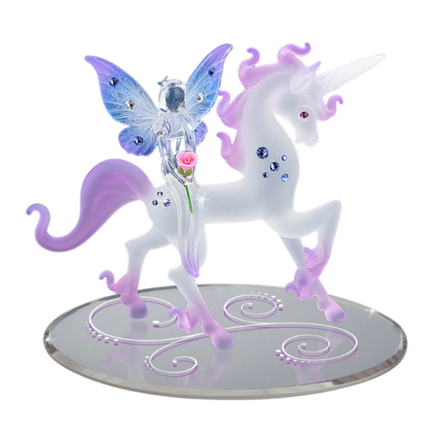 Unicorn with Fairy Handcrafted Glass Fantasy Figurine