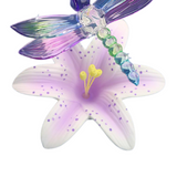 Dragonfly and lavender Lily Decor, Colorful dragonfly, Handcrafted Figurine, Home Decor, Gift For Mom