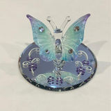 Blue Butterfly Figurine with Crystals Glass Butterfly Gift for Home Decor