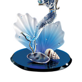 Mermaid on Blue Coral Glass Figurine | Ocean Decor | Sea Life Gift with Crystals