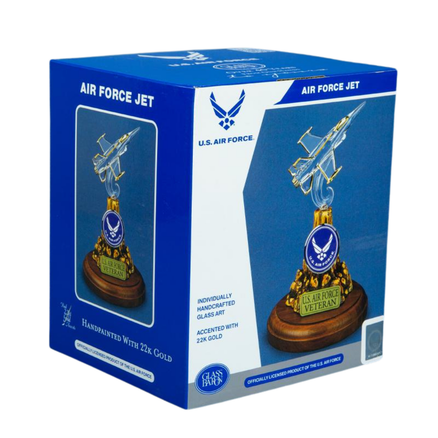 U.S. Air Force F-16 Jet Figurine – Veteran Gift with 22kt Gold Accents