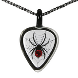 Guitar Pick Spider Necklace with Crystals on Black Cord