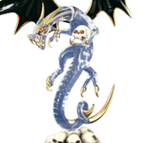 Large Skull Crusher Dragon Figurine Handcrafted Glass with Crystals & Gold