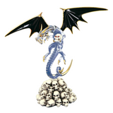 Large Skull Crusher Dragon Figurine Handcrafted Glass with Crystals & Gold