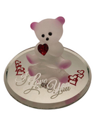 "I Love You" Bear Figurine with Crystal Heart Handcrafted Gift