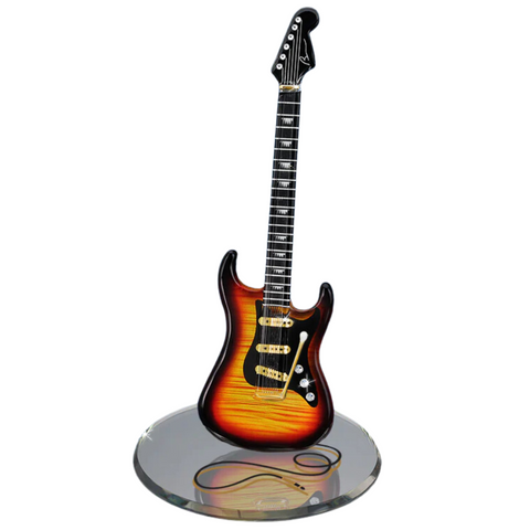 Glass Vintage Tobacco Guitar Figurine Handcrafted Music Room Decor