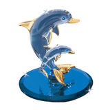 Dolphin and Baby Glass Figurine | Ocean Decor | Sea Life Gift with Crystals and 22K Gold