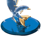 Dolphin and Baby Glass Figurine | Ocean Decor | Sea Life Gift with Crystals and 22K Gold