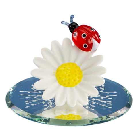 Handmade Daisybug Glass Figurines, Daisy & Ladybug Home Decor Gifts Ideas, Anniversary Gifts for Her, Mom, Wife
