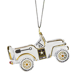 Handcrafted U.S. Army Jeep Glass Ornament Military Christmas Gift Keepsake