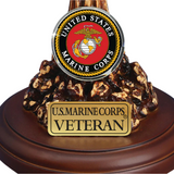 U.S. Marine Corps Veteran Eagle Globe and Anchor Figurine – Handcrafted Glass with 22K Gold