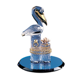 Pelican on Piling Figurine | Handcrafted Glass Coastal Decor with Crystals