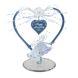 Anniversary Heart Handcrafted Glass Heart with Bells & Message