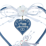 Anniversary Heart Handcrafted Glass Heart with Bells & Message