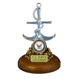U.S. Navy Veteran Anchor Figurine Licensed Military Glass Sculpture Gift