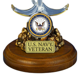 U.S. Navy Veteran Anchor Figurine Licensed Military Glass Sculpture Gift
