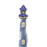 Tall Glass Blue Lighthouse Figurine | Coastal Nautical Decor | Ocean Gift
