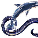 Blue Wave Dolphin Glass Figurine | Ocean Decor | Handblown Clear Glass Sea Life Gift