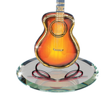 Glass Sunburst Acoustic Guitar Figurine Handcrafted Gift with Crystals & Gold