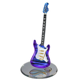 Glass Purple Haze Guitar Figurine Handcrafted Music Gift with Crystals