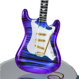 Glass Purple Haze Guitar Figurine Handcrafted Music Gift with Crystals