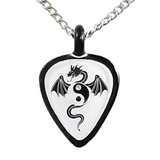 Guitar Pick Dragon Necklace with Crystals on Silver Chain