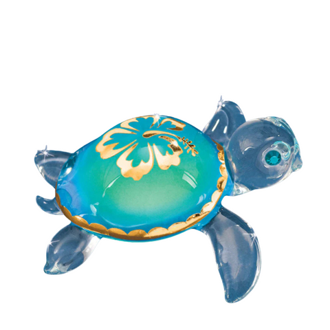 Aloha Sea Turtle Glass Figurine Handcrafted Ocean-Inspired Decor