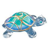 Tiffany Turtle Figurine Handcrafted Glass Turtle with Crystals & 22Kt Gold