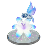 Hummingbird on Blue Lily Figurine | Handcrafted Glass with Crystal Accents