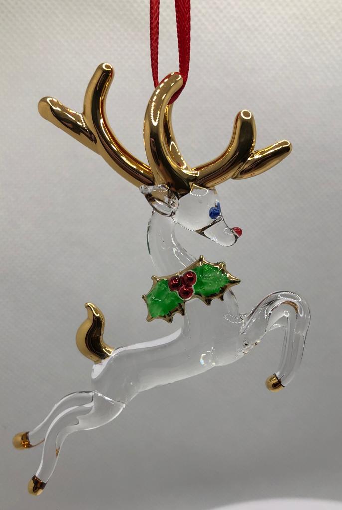 Glass Reindeer Ornament, Hanging Ornament, Handcrafted Christmas Gift, Family Home Decor