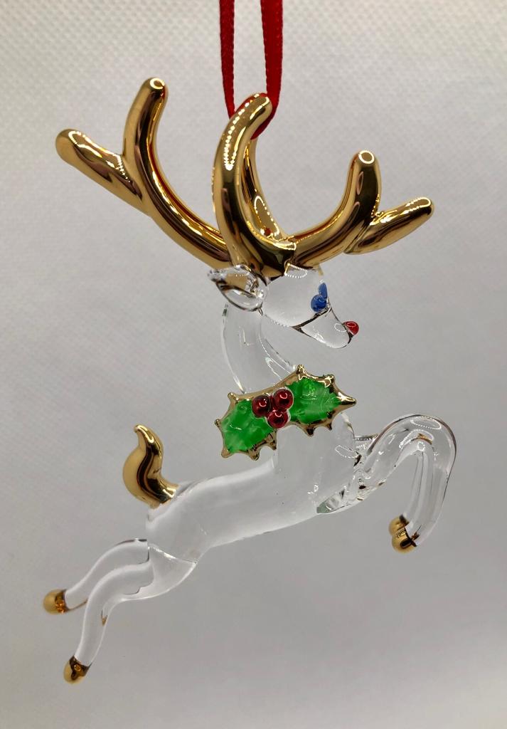 Glass Reindeer Ornament, Hanging Ornament, Handcrafted Christmas Gift, Family Home Decor