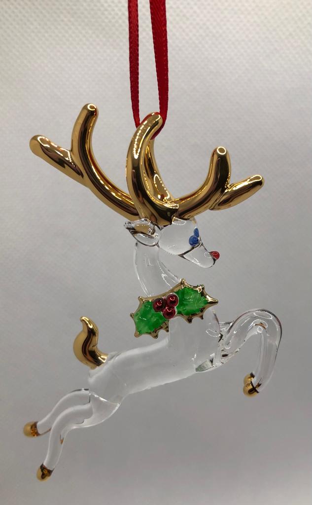 Glass Reindeer Ornament, Hanging Ornament, Handcrafted Christmas Gift, Family Home Decor