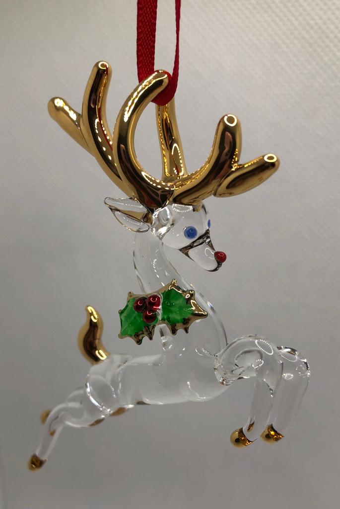 Glass Reindeer Ornament, Hanging Ornament, Handcrafted Christmas Gift, Family Home Decor
