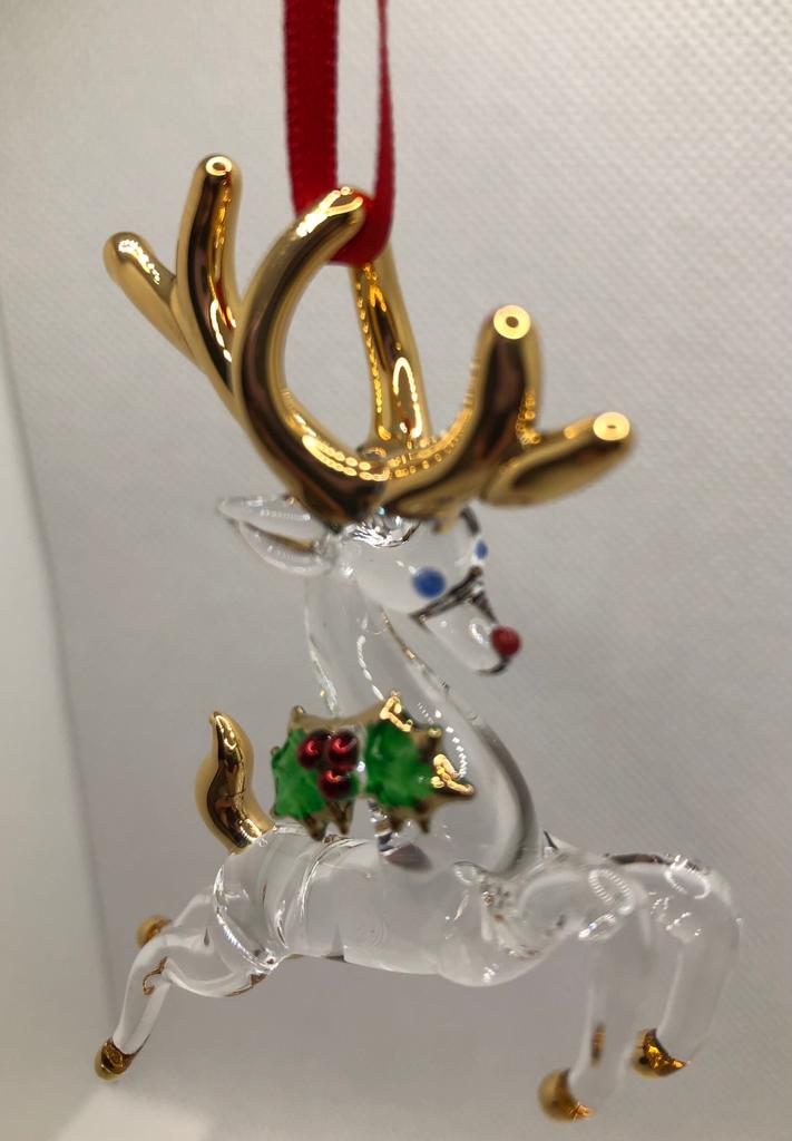Glass Reindeer Ornament, Hanging Ornament, Handcrafted Christmas Gift, Family Home Decor
