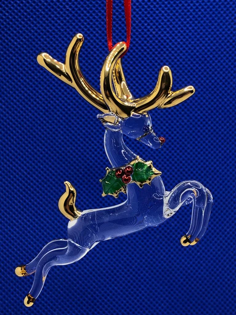 Glass Reindeer Ornament, Hanging Ornament, Handcrafted Christmas Gift, Family Home Decor