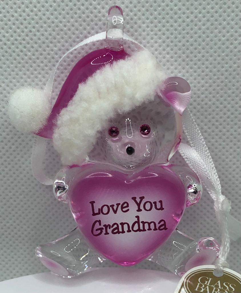 Glass Baron Ornament Bear Love You Grandma