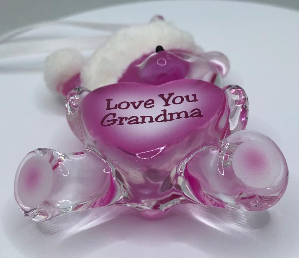 Glass Baron Ornament Bear Love You Grandma