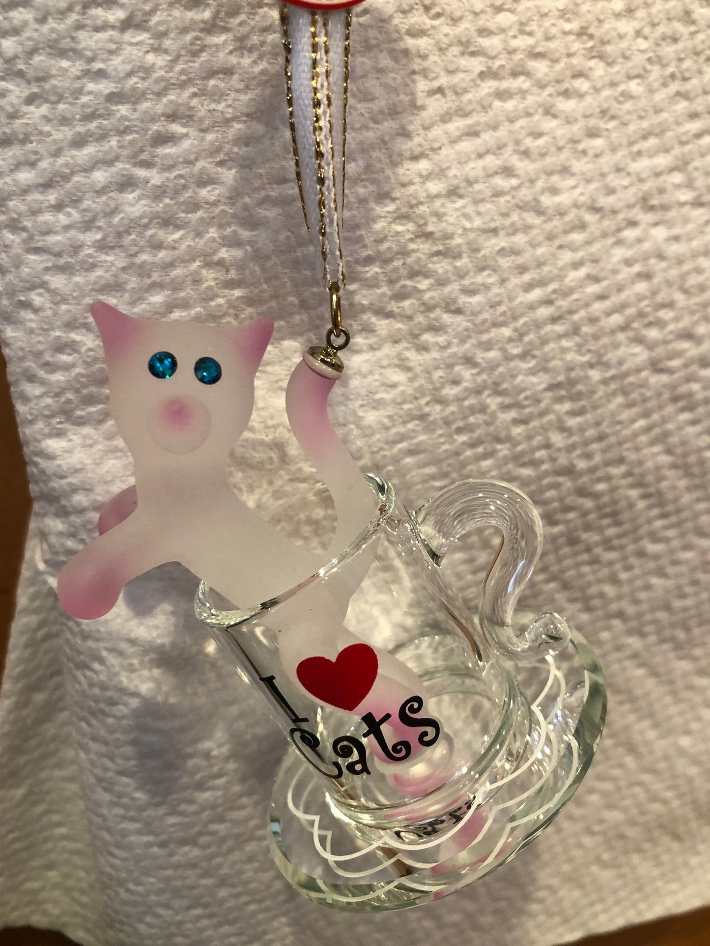 Cat Lover Gift I Love Cats Ornament Glass Cat Figurine Cute Cat Decor