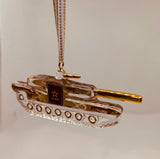 Handcrafted U.S. Army Tank Glass Ornament Official Military Licensed Christmas Decoration