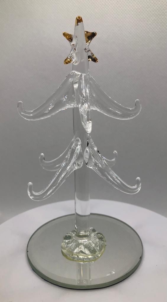 Glass Christmas Tree 4 Inches 8 Striped Ornaments