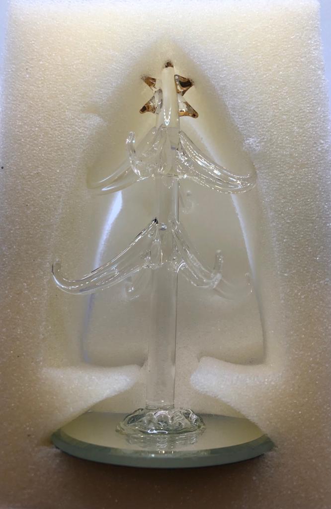 Glass Christmas Tree 4 Inches 8 Striped Ornaments